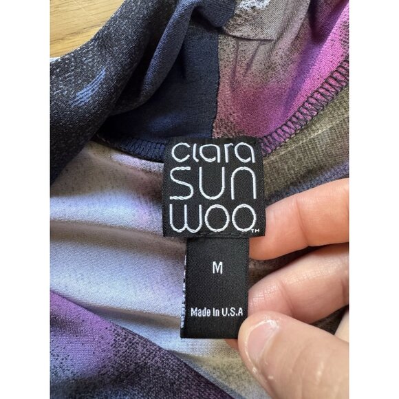 Clara Sun Woo Women Tunic Top Shirt Size Medium Stretch Asymmetrical Art Teacher - Picture 3 of 9